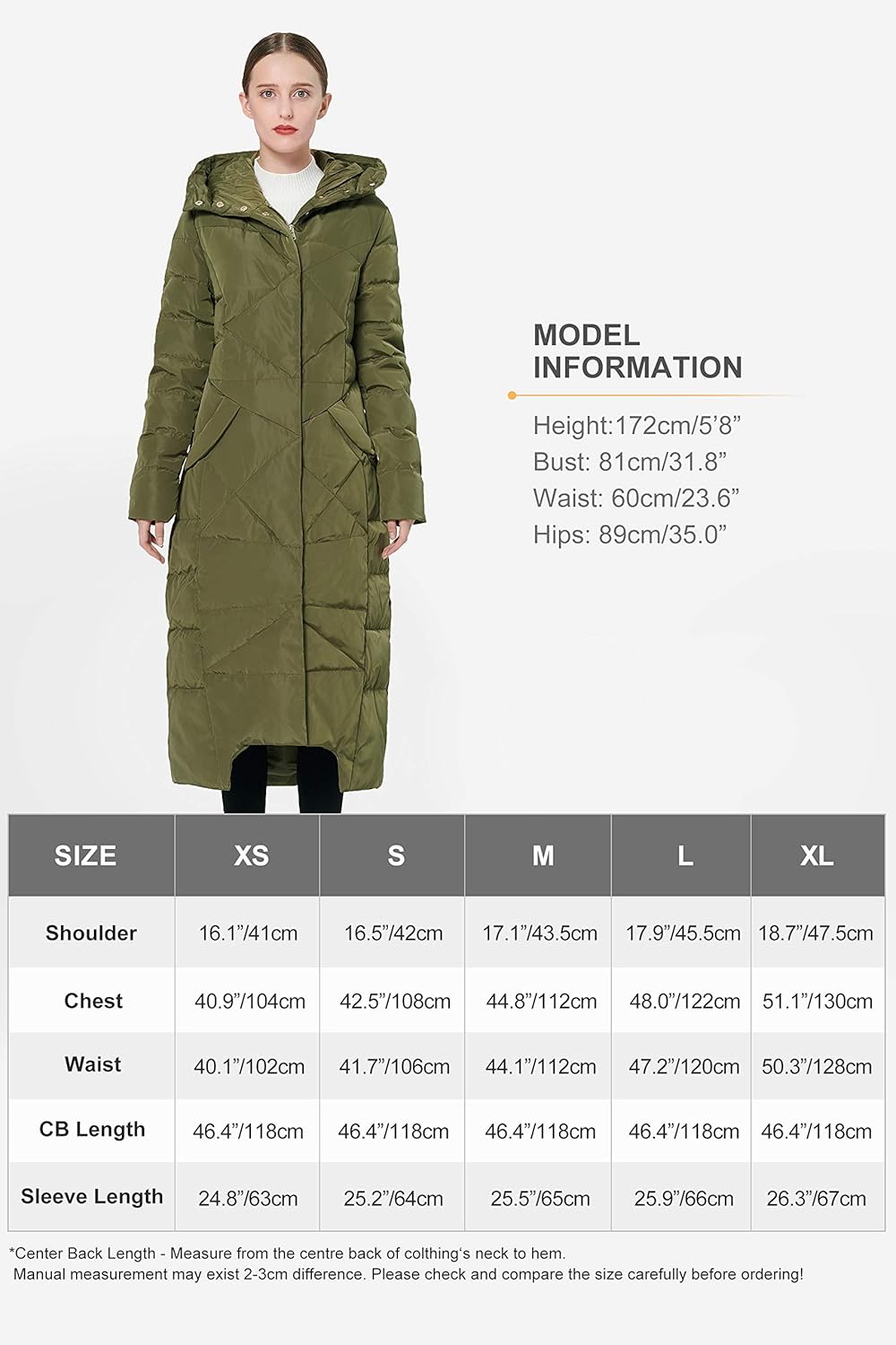 Orolay Women's Puffer Down Coat Winter Maxi Jacket with Hood: Clothing