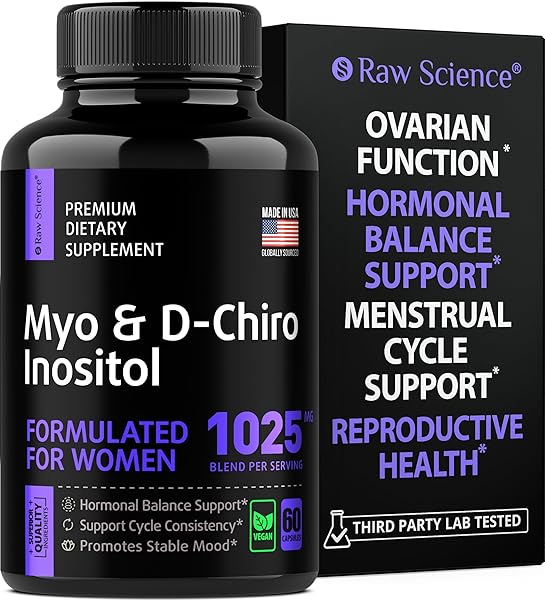MYO-INOSITOL & D-CHIRO INOSITOL – FERTILITY SUPPLEMENTS FOR WOMEN & OVARIAN SUPPORT VITAMINS – PRECONCEPTION PCOS SUPPLEMENTS – 40:1 RATIO HORMONE BALANCE INOSITOL SUPPLEMENT, VITAMIN B8 – 60 CAPSULES