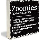 4"X4" Wooden Block Sign - Zoomies - Dog Theme Decorative Pine Wood Plaque, Home & Office Desk Decor, Dog Lover Gift, Room Tabletop, Shelf Accessories (Black) - A02