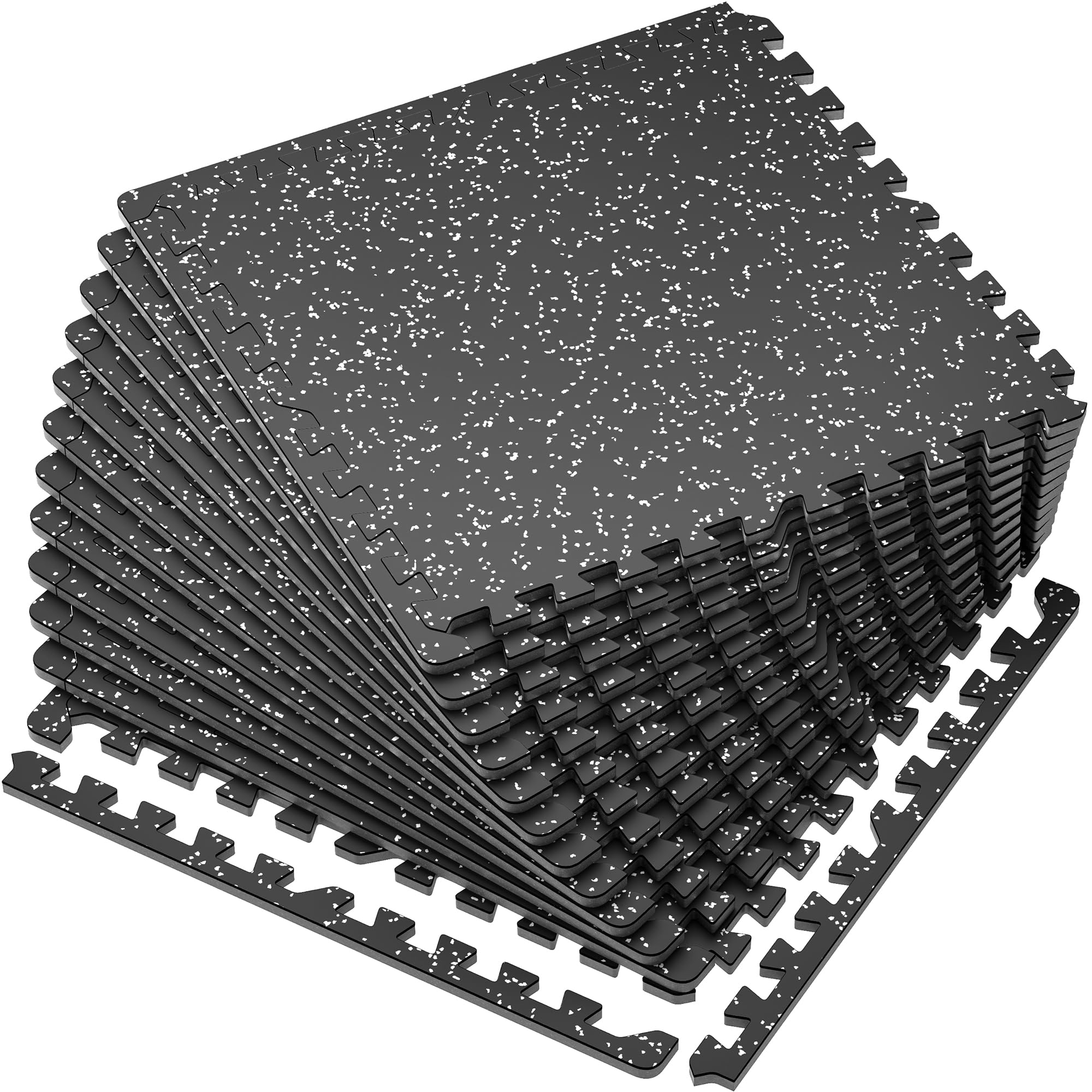 Photo 1 of SUPERJARE 0.56'' Thick 12 Pcs 48 Sq Ft Rubber Top Exercise Equipment Mats, High Density EVA Foam Mats with Rubber Top, Interlocking Gym Flooring for Home Gym, Protective Workout Mat, Black/Grey