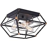 VAXCEL Bartlett 18-in W Bronze Industrial Cage Flush Mount Ceiling Light Fixture