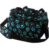 WAHL Professional Animal Travel Tote Bag with Zipper - Travel Bag - Storage Pack for Grooming Supplies - for Dog, Cat &amp; Pet Groomers - 28.8 Inches, Turquoise Paw Print Design (#97764-300)