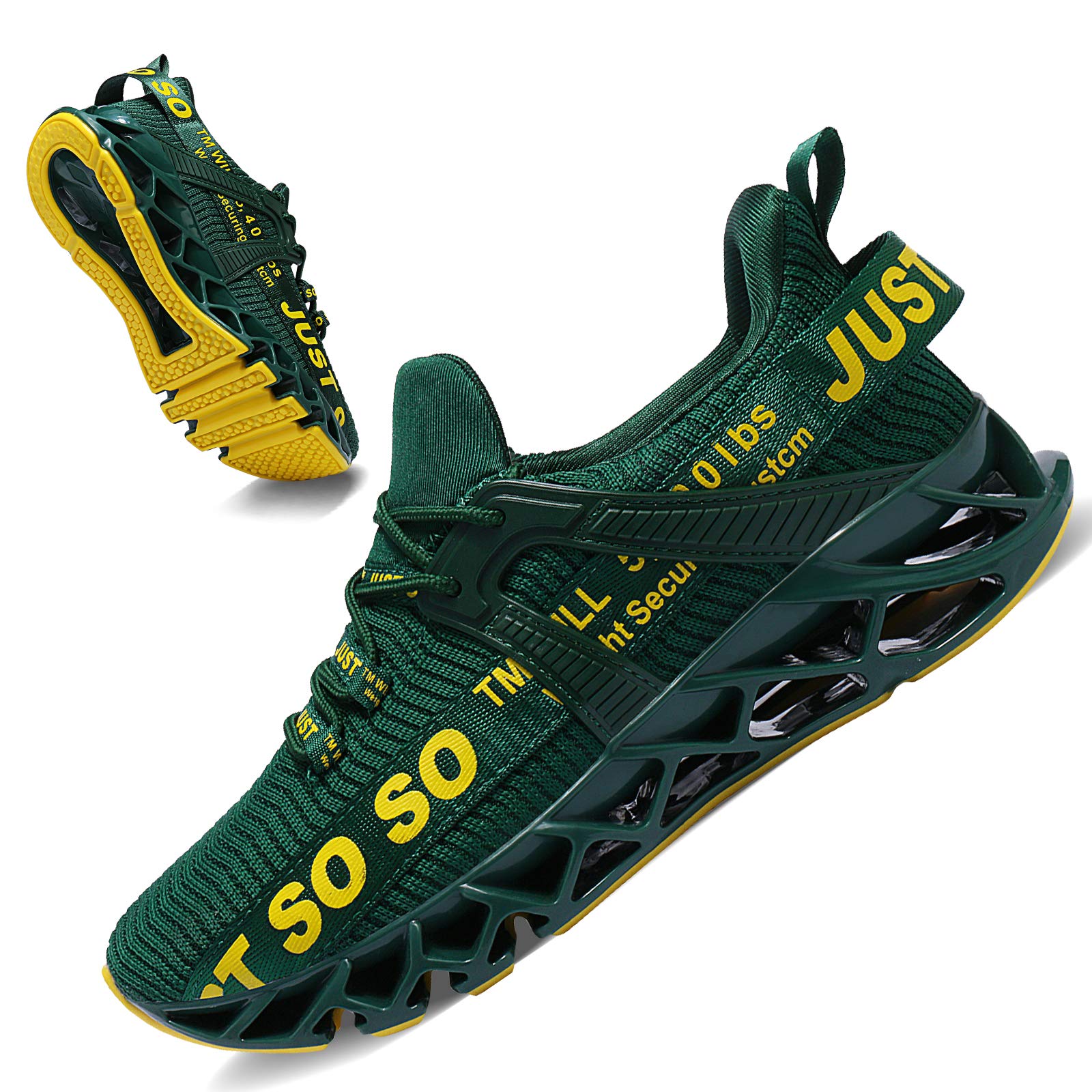 Photo 1 of COKAFIL Mens Running Shoes Athletic Walking Blade Tennis Shoes Fashion Sneakers,Dark Green,11