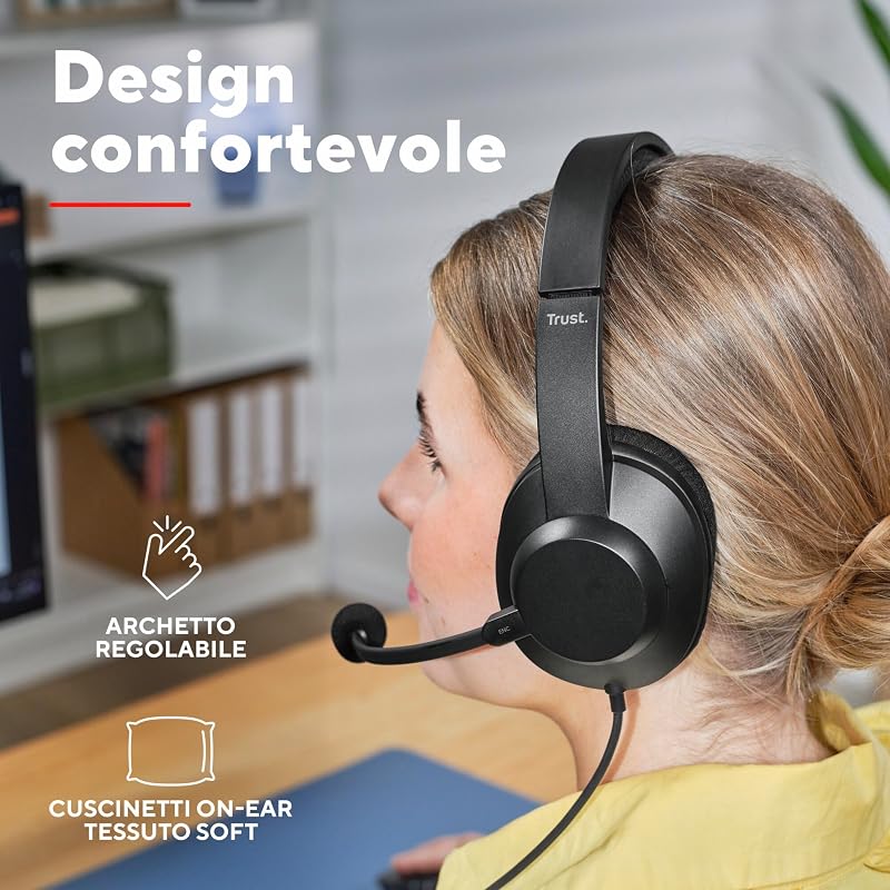 Ayda Max USB Cuffie con Microfono ENC Cancellazione del Rumore, Nero