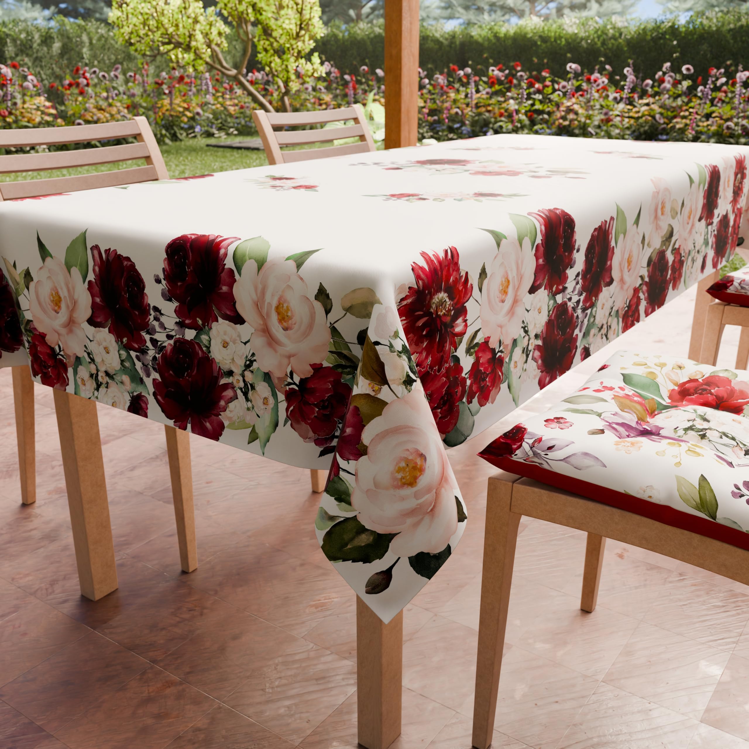 PETTI Artigiani Italiani - Stain Resistant Rectangular Tablecloth Kitchen Floral Design 07 x 12 Seater (140 x 240 cm) 100% Made in Italy