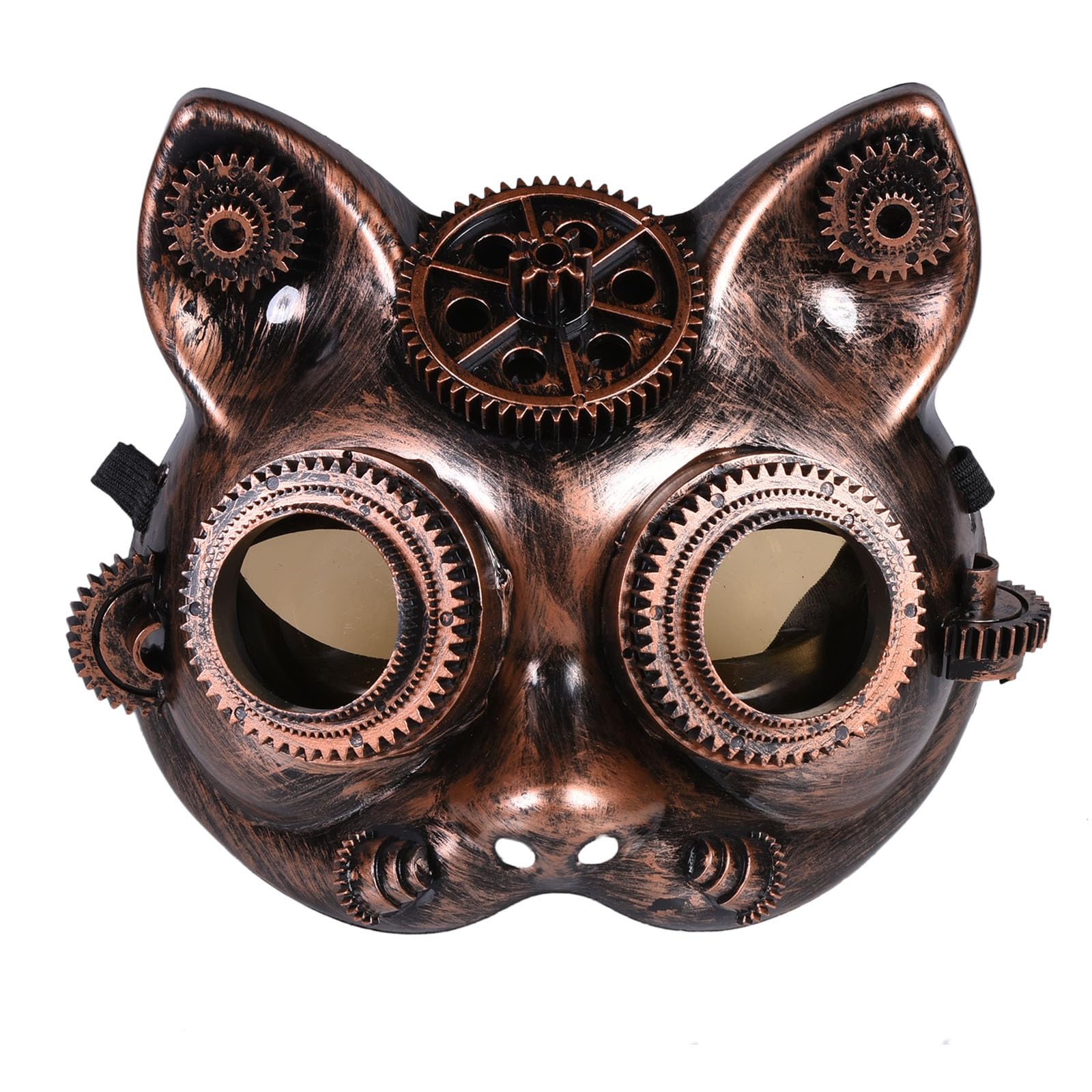 ThinkTop Steampunk Style Mask, Vintage Metallic Cyborg Masquerades Mask for Halloween Cosplay Costume Party Props (Brown-Red)