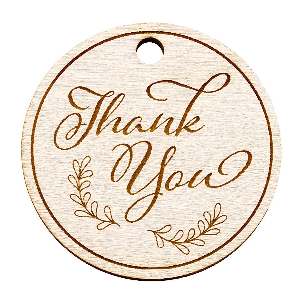 Summer-Ray 50 Wooden Round Thank You Engraved Favour Tags Wedding Baby Shower Bridal Shower Birthday (White)