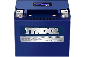 TYKOOL YIX30L/YTX30L-BS High Performance LiFePO4 Lithium Motorcycle Battery,800CCA,12V 18Ah,Digital Readout, Powersports Battery,Compitable for Harley Davidson,ATV,UTV,Snowmobile,Riding Lawn Mower