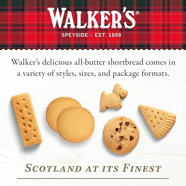 WALKER’S SHORTBREAD CHOCOLATE CHIP COOKIES, PURE BUTTER SHORTBREAD COOKIES, 4.4 OZ (PACK OF 4)