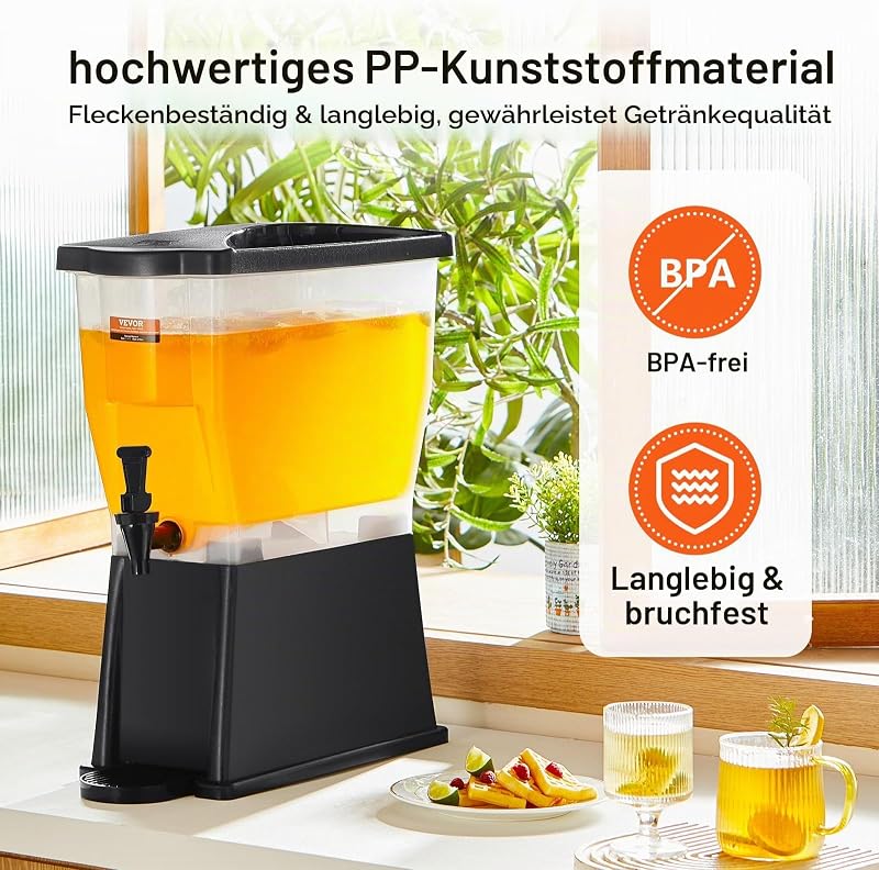 Getränkespender, 11 L Wasserspender Getränkespender für Partys, Saftspender aus Kunststoff mit Standhahndeckel, Eistee-Limonadensaft-Wasserspender, für Restaurants, Hotels, Partys usw.