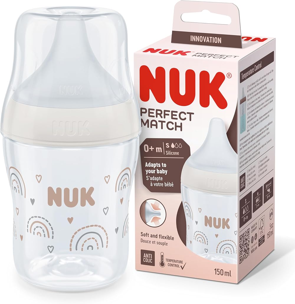 NUK Perfect Match Baby Bottle 0+ Months Anti Colic Temp Indicator 150 ml