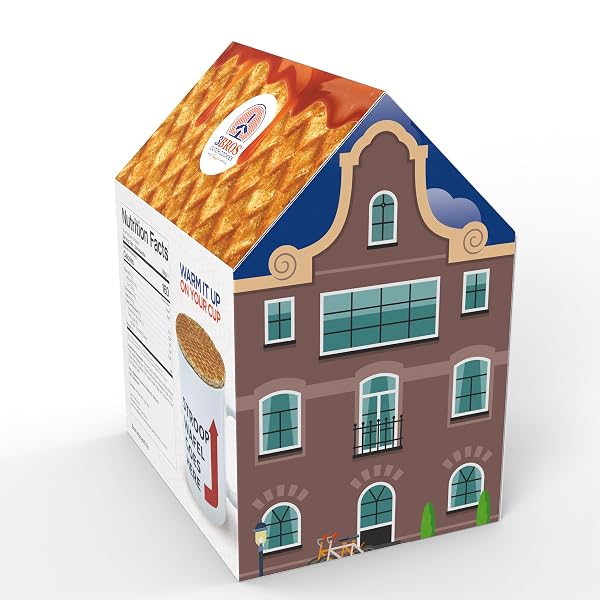 3BROS STROOPWAFELS, DUTCH CARAMEL-FILLED WAFFLE COOKIES, 10 COUNT, IN CANAL HOUSE BOX, SOFT TOASTED OUTSIDE WITH BUTTERY CARAMEL FILLING, MADE IN USA IN OUR FAMILY BAKERY