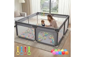 Orian Baby Playpen 50x50 Large Playpen for Babies and Toddlers, Oxford Fabric, Indoor & Outdoor Play Pen, 10 Colorful Balls, 