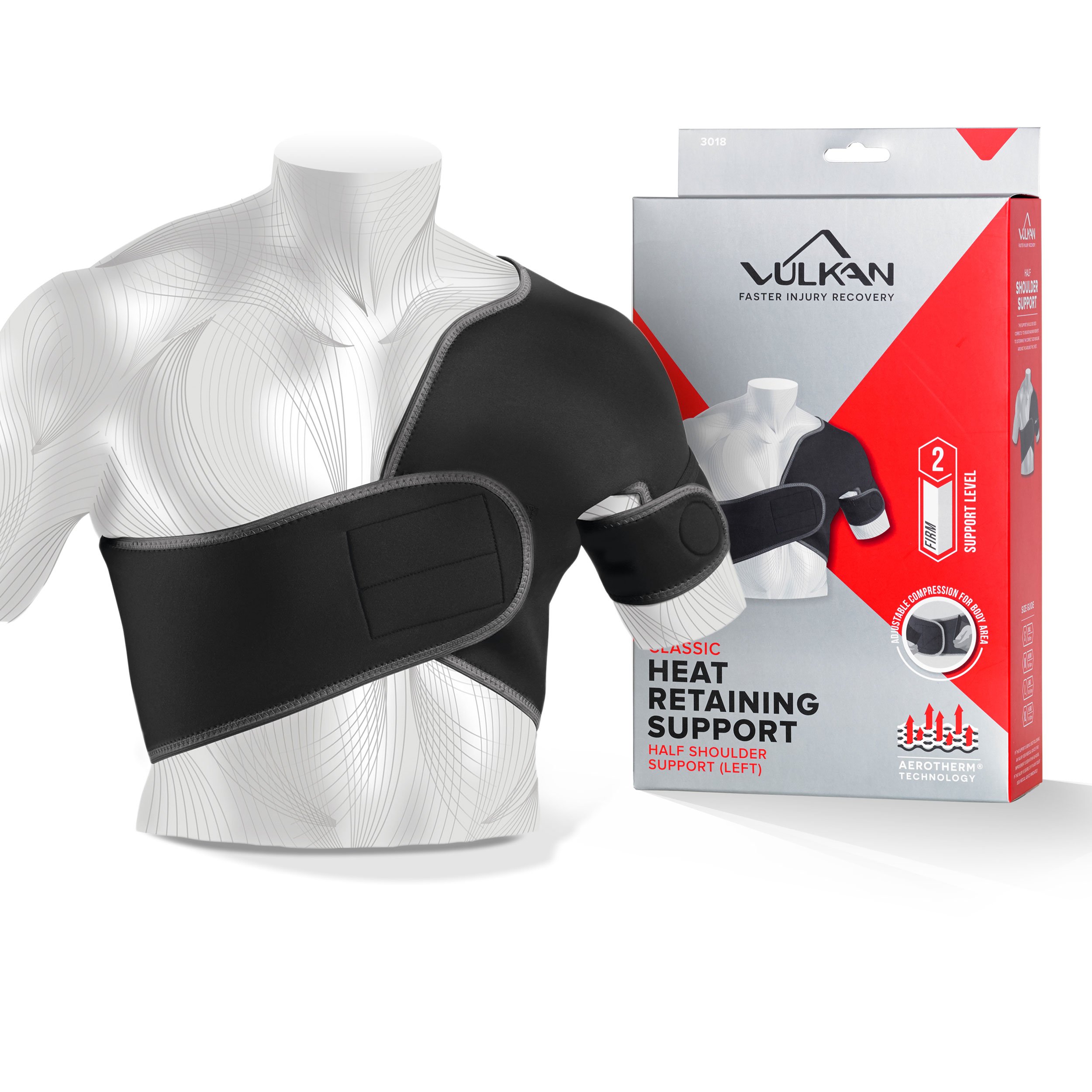 VULKAN Classic Half Left Shoulder Support, Large, Shoulder Brace for Rotator Cuff Injuries, AC Joint Support, and Dislocations, Shoulder Strap for Men and Women, Brace for Athletes and Exercising