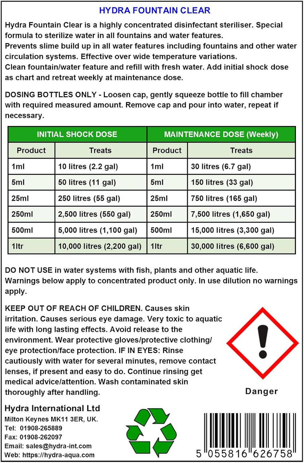 HYDRA Fountain Clear Best Water Feature Cleaning Fountain Cleaner