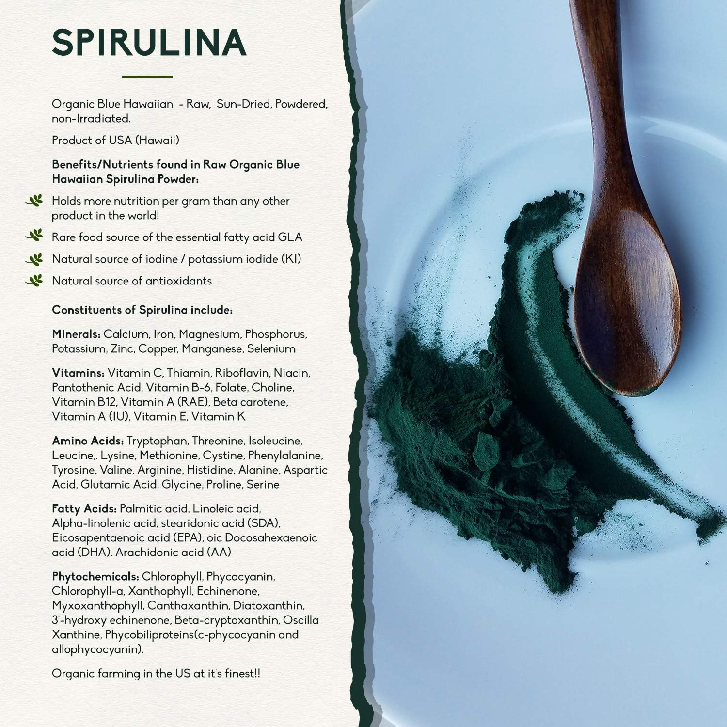 Hawaiian Blue Spirulina by Holistic Bin Non-Irradiated, Kosher, Vegan Superfood: Health & Personal Care
