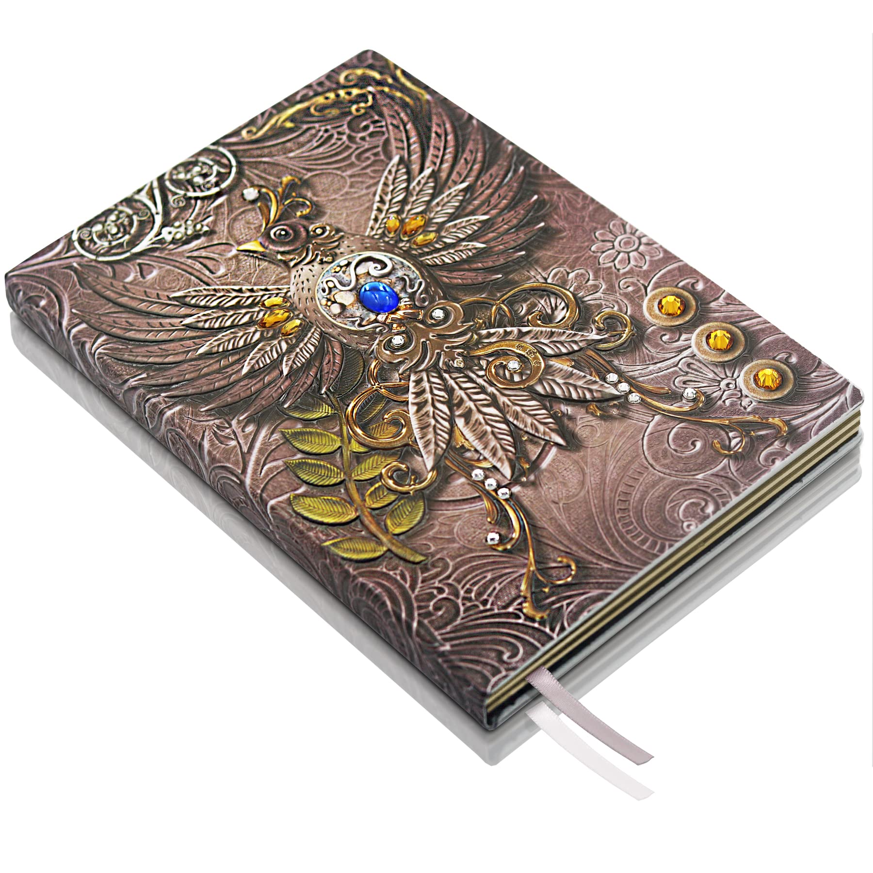 Phoenix Leather Journal Notebook - 3D Handmade Vintage Phoenix Journals Travel Diary with Lined Paper Cool Leather Sketchbook Writing Journals Phoenix Gift for Women & Men & Nerdy (A5, Pink)