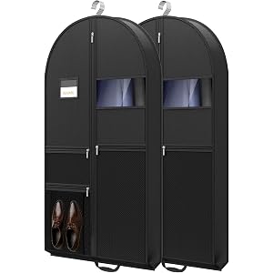 PUPILLEMON 43" Garment Bag for Travel, Heavy Duty Suit Bag with Zipper Pocket, Hanging Bags for Clothes, Dresses, Coats, Shoe