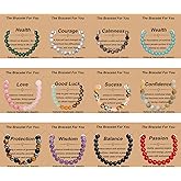 SROBENZ 12 PCS Healing Crystal Bracelets for Women 8 MM Natural Stone Beaded Bracelet Spiritual Protection Anxiety Stretch Bracelet for Women Men