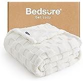 Bedsure GentleSoft White Twin XL Blanket for Bed - Super Soft Cozy Fleece Blankets for Women, Cute Throws for Girls, Dorm Room Essentials for Girls Teens Back to School, 66x90 Inches