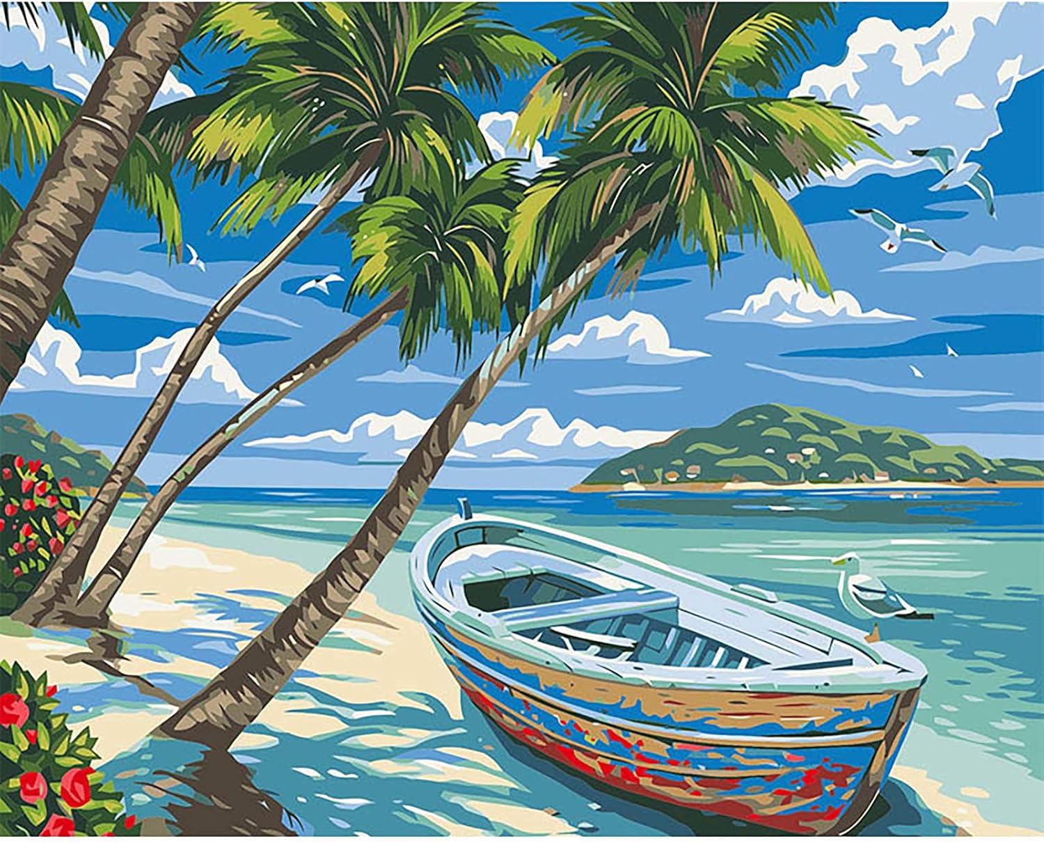 Paint By Numbers Kit For Adults - 40x50cm Beach Scene DIY Canvas Painting, No Drawing Skills Needed, Perfect Home Wall Decor