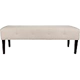 Sole Designs Lauren Upholstered Button Tufted End of Bed Bedroom Bench, Beige