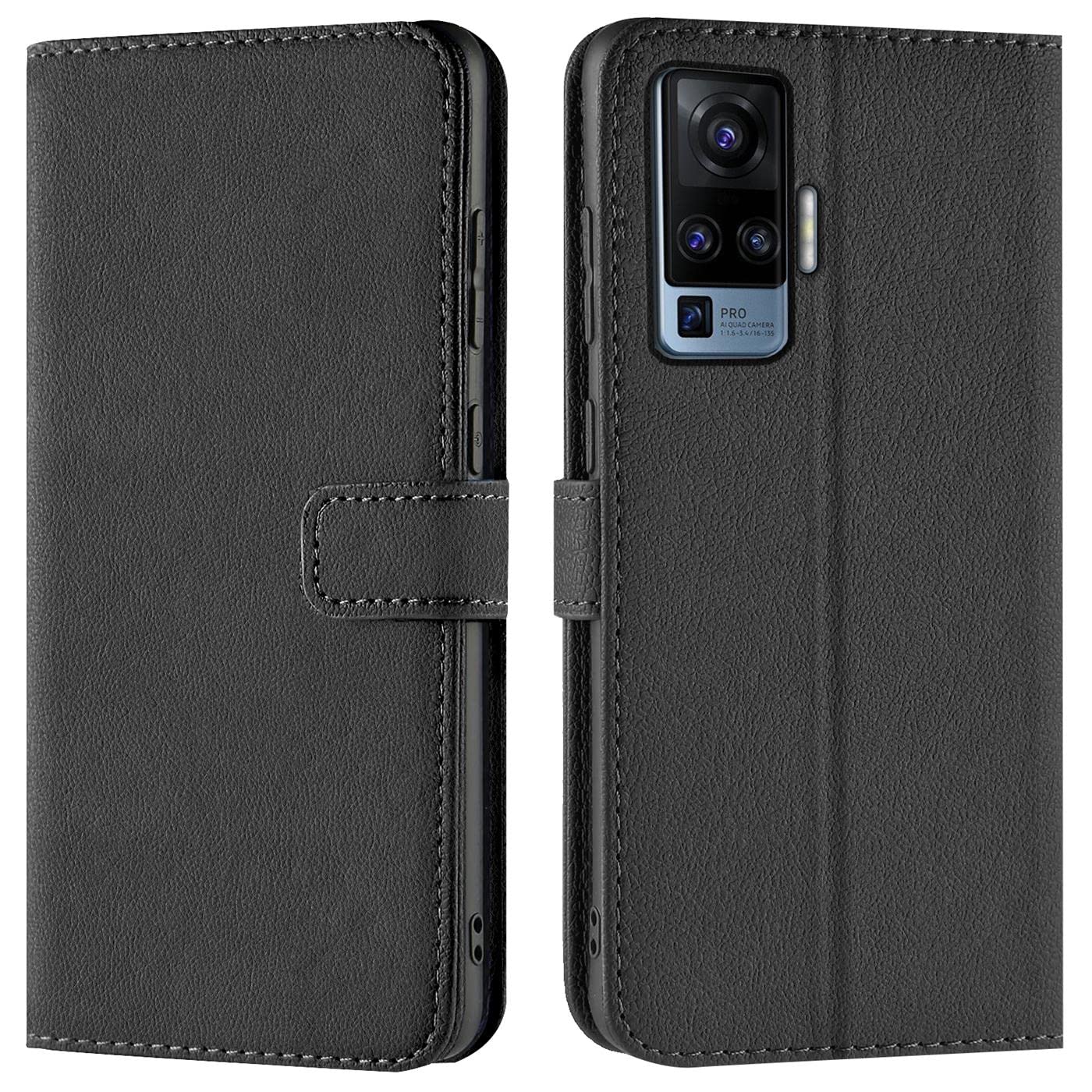 Verco Wallet Case for Vivo X51 5G Book Cover with Magnetic Closure compatible with Vivo X51 5G Flip Case with Card Slots Faux Leather - Black
