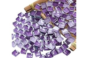 PINUO&KE Mosaic Tiles 225 Pieces / 200 g Pack of Crystal Glass Mosaic Mosaic Tile Supplies for Home Decoration, DIY Crafts, Plates, Picture Frames, Flowerpots – 1x1 cm Square Tiles (Purple Color)
