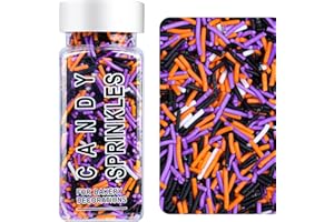 SWEETGROVE Halloween Jimmies Sprinkles - Black Orange Purple White Jimmies Mix for Cake Decorating, Edible Cookie Cupcake Decorations for Halloween Baking & Party Treats