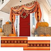 Remagr 2 Pack 2.5 x 20 ft Fall Bunting Thanksgiving Flag Decorations Autumn Decor Large Maple Leaf Flag Banner Orange Outdoor Porch Garden Decorations(Autumn)