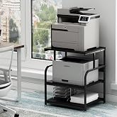 Fannova 23.6"x18.9"x30" Large Printer Stand with Adjustable Storage Shelf | Heavy Duty 3 Tier Printer Cart with Industrial Wheels, Table for 3D Printer Copier Scanner, Home Office Furniture, Black