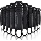 Therwen 10 Pcs Safety Box Cutter with Concealed Blade Opener, Black | Stainless Steel Blade Tape Splitter, Film Cutting for Carton Warehouse, OSHA Approved Utility Knife for Straps Zip Ties Bags
