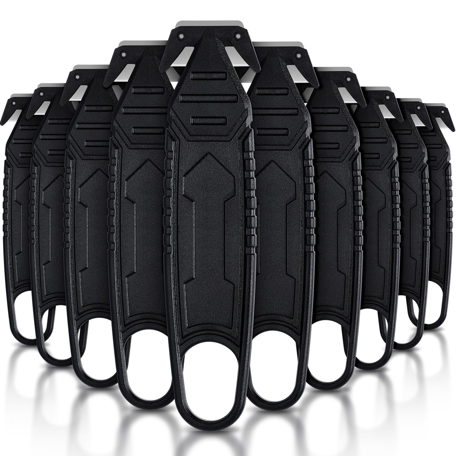 Photo 1 of Therwen 10 Pcs Safety Box Cutter Knife of Stainless Steel Concealed Blade Package Opener with Tape Splitter for Carton Cardboard Wrap Letter Work Bag Straps Film Utility Tool (Black)