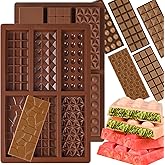 Chocolate Bar Mold, 2 Pack Deep Silicone Molds, Non-Stick Chocolate Molds for Stuffed Pistachio Knafeh Bars, Energy Protein, Homemade Candy Snacks, 6 in 1 Style Chocolate Bar Mold