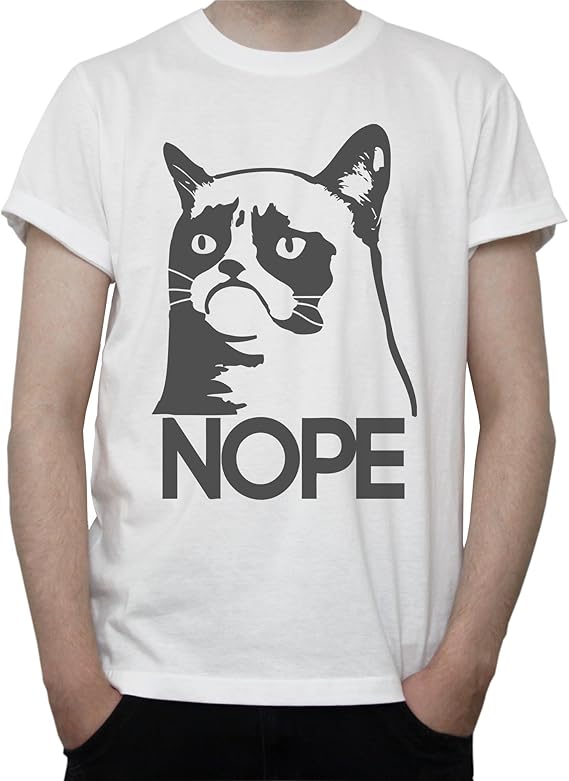 Grumpy Cat Nope Mens TShirt Medium White Amazon.co.uk Clothing