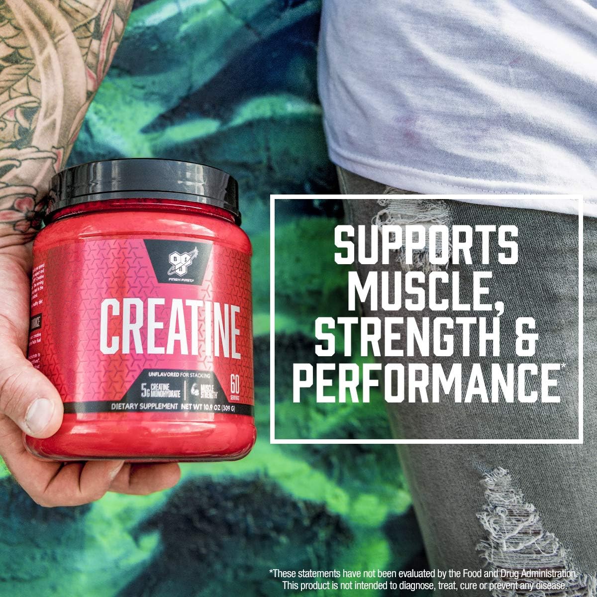BSN Micronized Creatine Monohydrate Powder, Unflavored, 2 Months Supply-60 Servings: Health & Personal Care