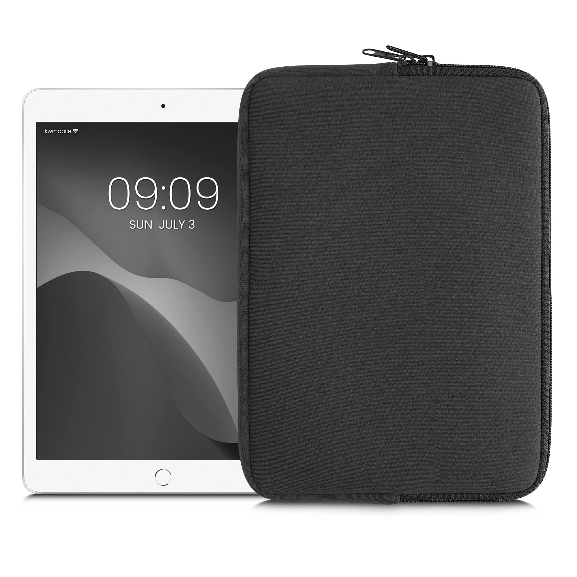 kwmobile Neoprene Pouch Compatible with 9,7"-11" Tablet - Universal Sleeve Case Cover with Zipper for Tablet - Dark Grey