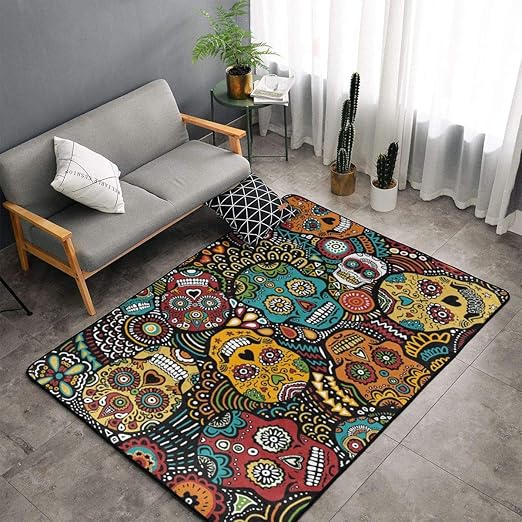 Amazon Com Niyoung Mexican Sugar Skulls Area Rug Memory Foam