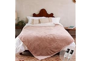 GOTCOZY Heated Blanket - Queen Size Electric Blanket with Dual Controller, 6 Heating Levels & 10 Hour Auto Off, ETL Certified (84x90 Inch Rose Dust)