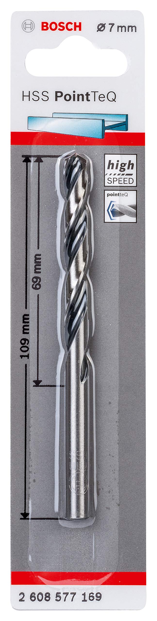Bosch Professional PointTeQ HSS Twist Drill Bit (for Metal, 7 x 69 x 109 mm, Accessories for Drill Driver)