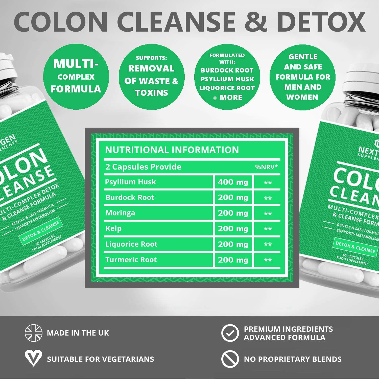 Natural Colon Cleanse Detox Capsules - High Strength Multi-Complex for Bowel Cleanse Constipation Relief, and Reduced Bloating - Image 3
