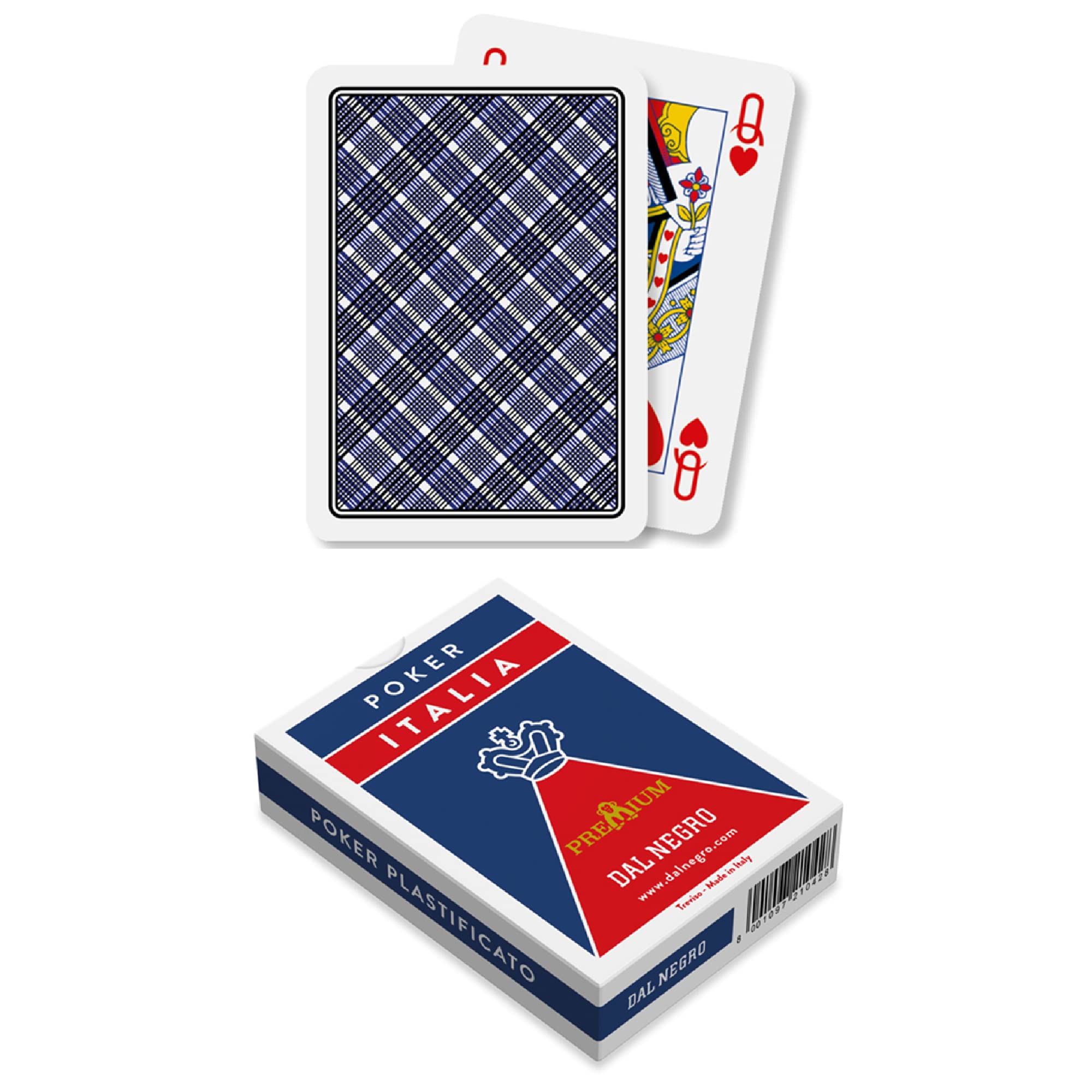 Dal – Deck of Italy Poker Cards, in duplex cardboard, 55 cards with Jolly, Blue Back, Made in Italy