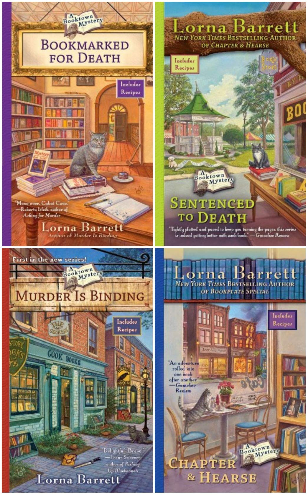 Booktown Mystery Set Of 4 Books Murder Is Binding Bookmarked For Death Chapter Hearse And Sentenced To Death Lorna Barrett Amazon Com Books