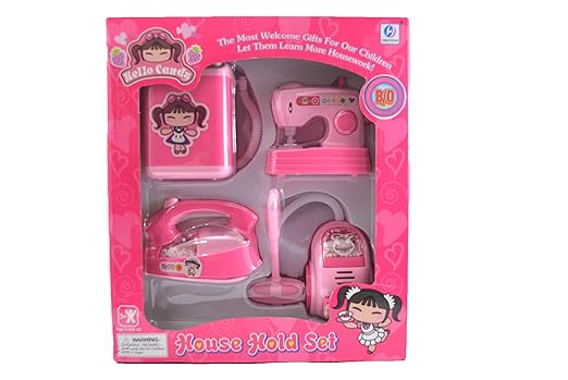 Breno Home Kitchen Set Toys of 4 Packs (House Hold Set) for Kids, Washing Machine, Stitching Machine, Iron and Vacuum Cleaner