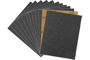 KQCXIK 12-Sheet 120 Grit Wet Dry Sandpaper, 9 x 11 Inch Sand Paper Silicon Carbide Abrasive Sanding Sheets for Woodworking, Automotive and DIY Projects