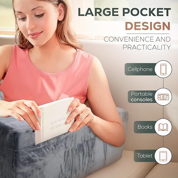 ZENITH SPACE – READING PILLOW FOR LAP TO IMPROVE YOUR READING EXPERIENCE – MEMORY FOAM ADULT GAMING PILLOW FOR BED WITH CUP HOLDER – ALLOW 24–72 HRS TO FULLY EXPAND – MAXIMIZING YOUR COMFORT