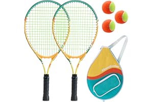 AboveGenius Kids Tennis Racket Set, 21-23 inch Tennis Racket for Toddler Youth Starter Kit, 3 Balls, 2 Lightweight Racquets with Easy Carrying Shoulder Strap Bag