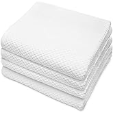 COTTON CRAFT- Euro Spa Set of 4 Luxury Waffle Weave Bath Towels, Oversized Pure Ringspun Cotton, 30 inch x 56 inch, White