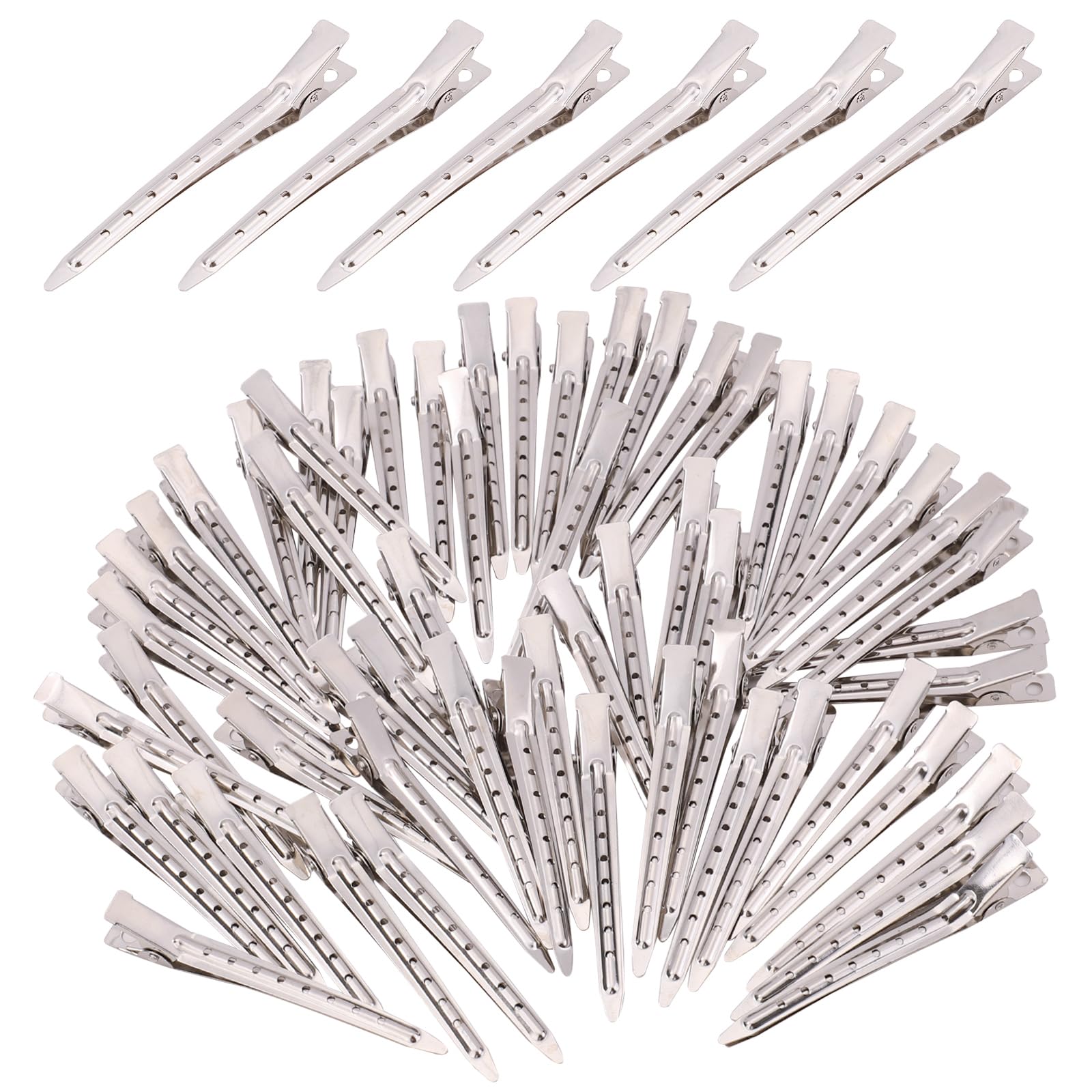 Photo 1 of yoyokid 60PCS Hair Clips For Styling, 3.5inch Metal Duck Billed Hair Clips For Styling Sectioning, Curler Alligator Clips Hair Pins For Thick Hair Roller Salon, Silver