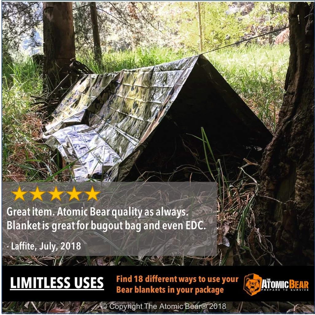 Emergency Blanket or Space Blankets - Ideal as a Survival Thermal Protection - Very Light Double Sided Sheet of Mylar Foil - Best for Bug Out Bag (BOB), EDC, First Aid Kit, Hiking, Camping, Hunting, F: Sports & Outdoors